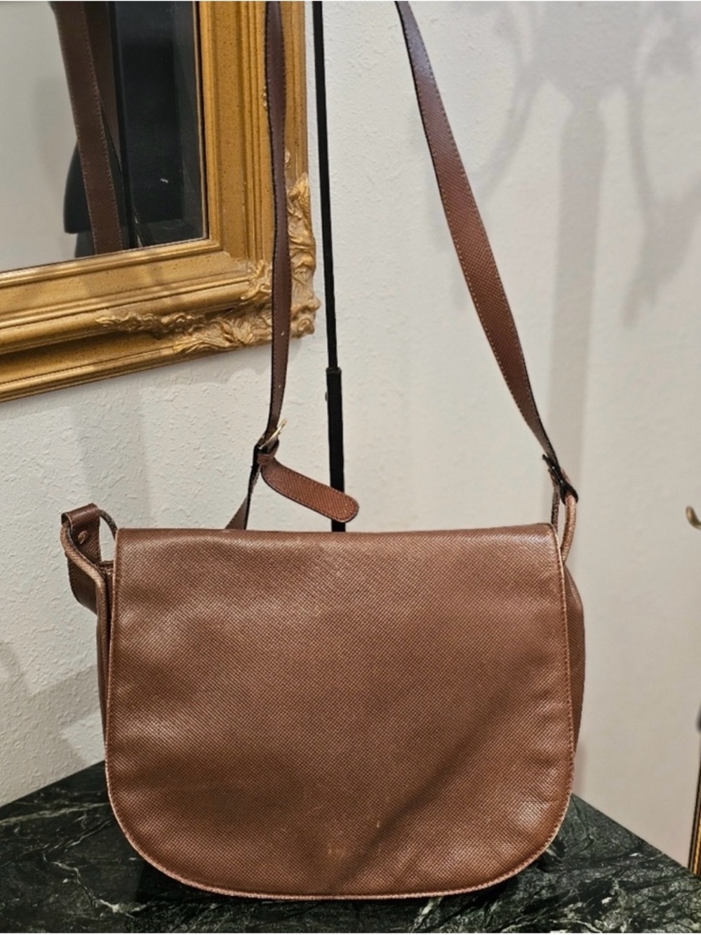Vintage Bottega Veneta Brown Leather Crossbody Bag Minimalist Quiet Luxury Italy